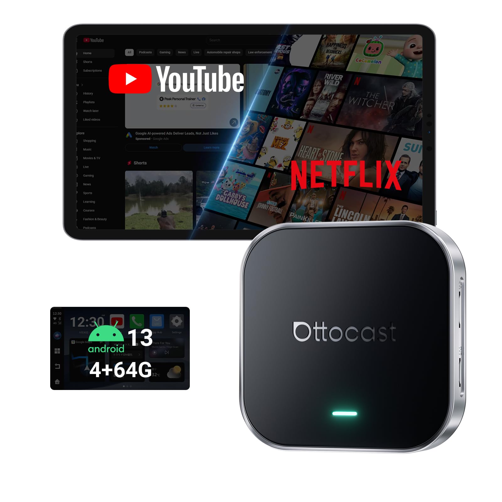 Amazon.co.jp: 【公式】オットキャスト e2 カープレイ aiボックス