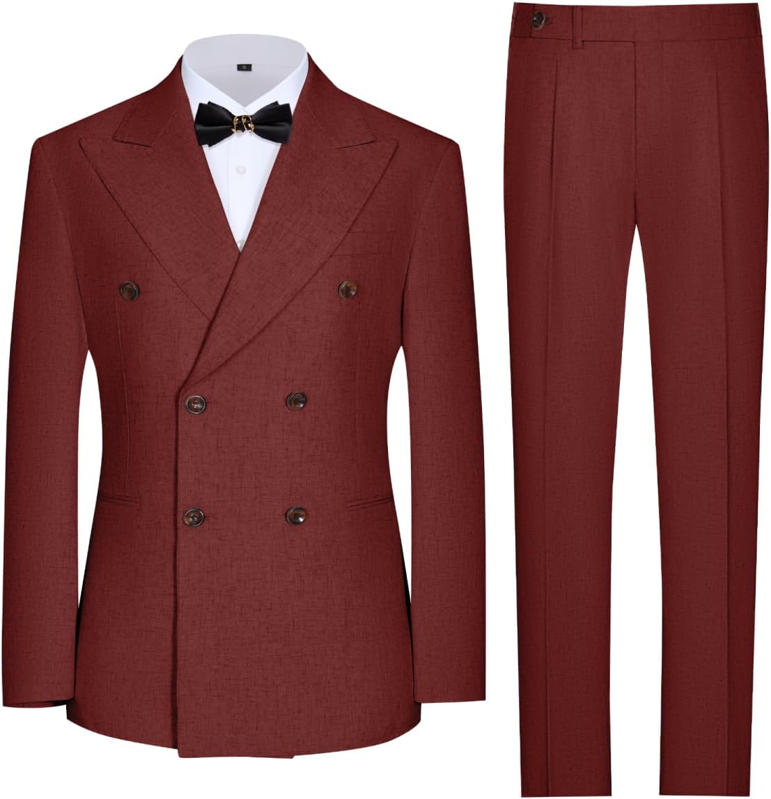 Mens Linen Suit 2 Piece Slim Fit Casual Double Breasted Suit Blazer Pants Set Summer Beach Wedding Linen Tuxedo Men - Image 3