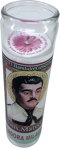 Miniatura 8 de Vela blanca de oración sin perfume el generoso vandit .Veladora de rezo Jesús Malverde oración de protección al reverso en español