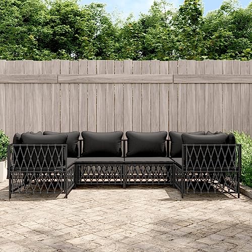 KCCKOM Garden Furniture Set 6 Piece Patio Lounge Set with Cushions Anthracite Steel
