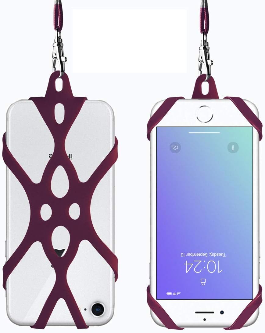 ROCONTRIP 2 in 1 Cell Phone Lanyard Strap Case Holder with Detachable Neckstrap Universal for Smartphone iPhone 8,7 6S iPhone 6S Plus,Samsung Galaxy Google Pixel 4.7-5.5 inch (Burgundy)
