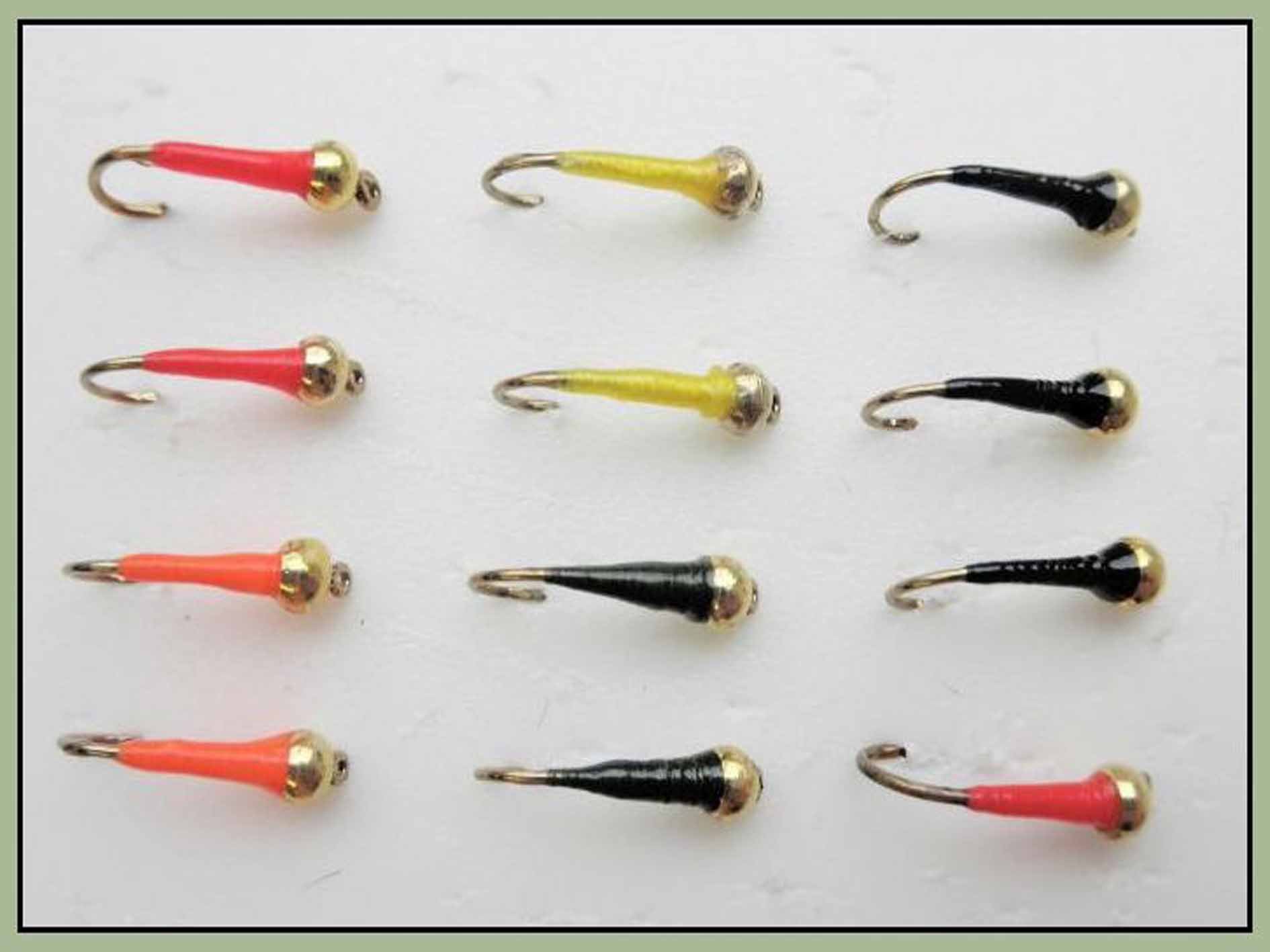 Gold Head Buzzer trout Flies, 12 Pack O Mixed Colour Sight Bob Killers, 10/12/14