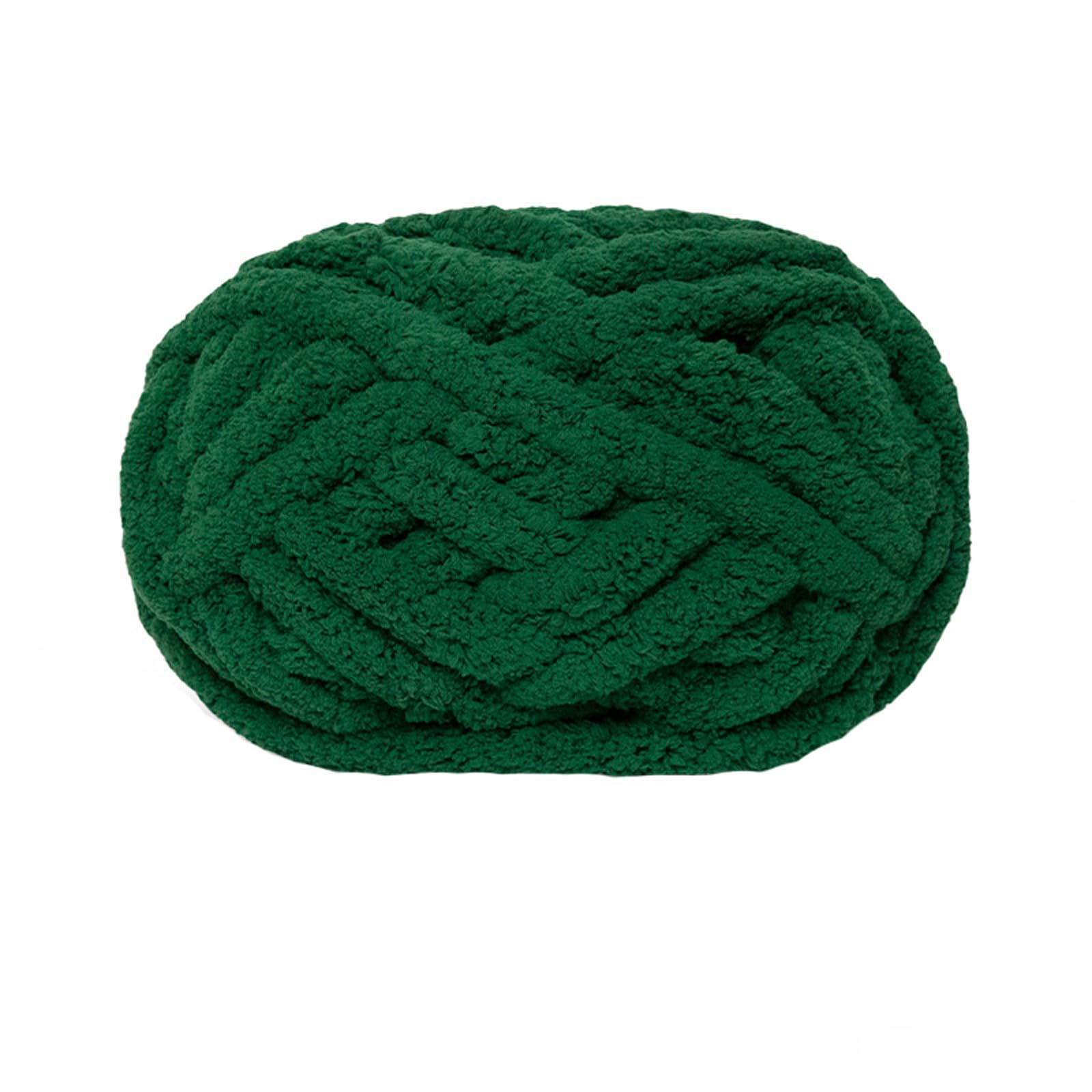 Chunky Knit Chenille Yarn for Hand Knitting Blankets, Super Soft Big Jumbo  Blanket Yarn (Green)