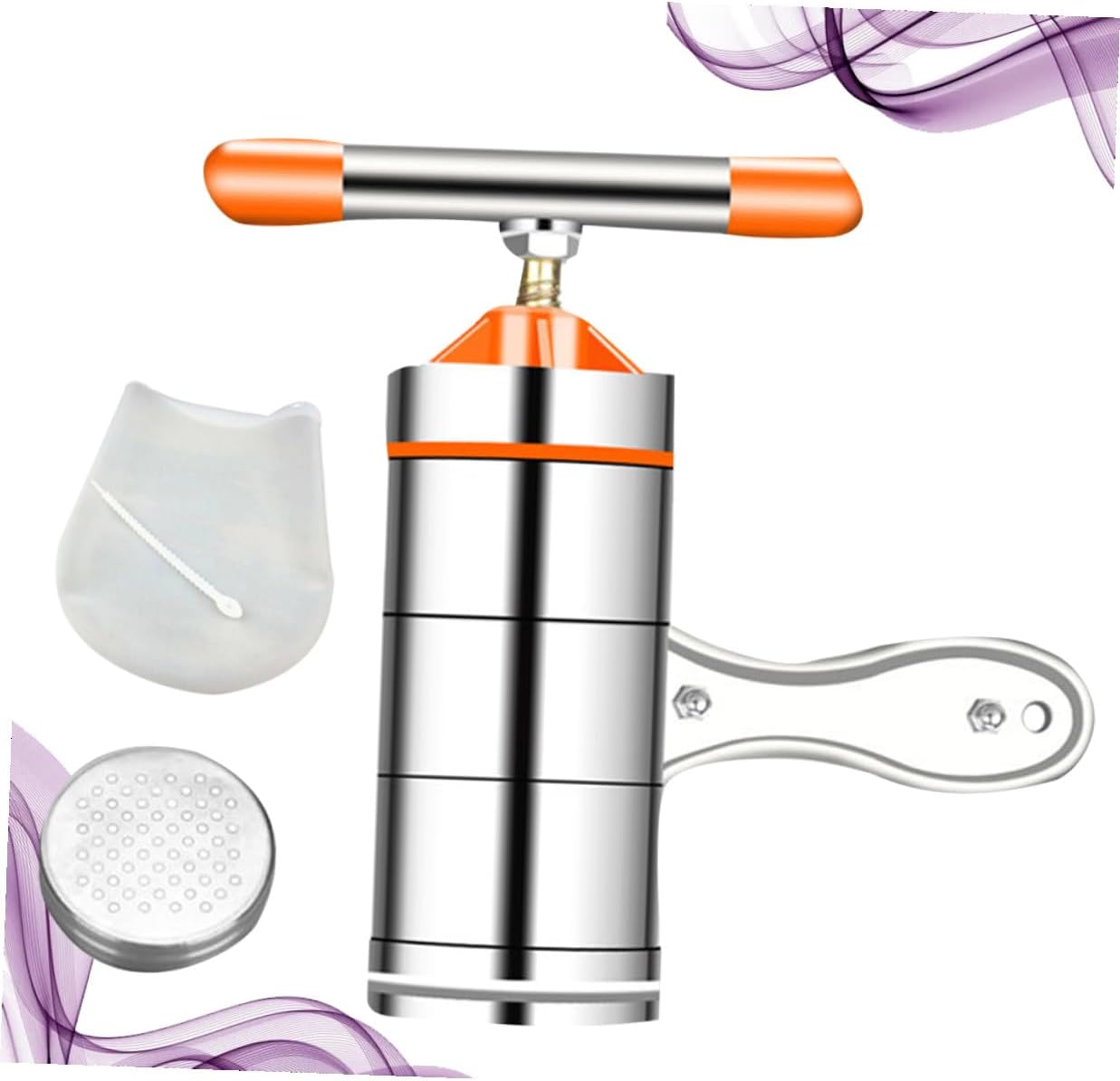 Mikinona Manual Noodle Maker Kitchen Noodle Press Machine Stainless Steel Household Pasta Tool with 1 Mold and Kneading Bag and Pasta Making