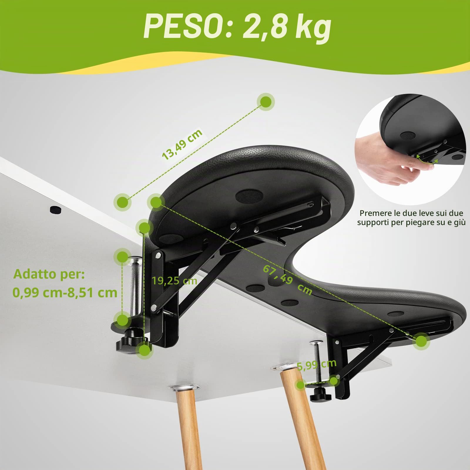 Ergonomics Espansione per scrivania, pieghevole, supporto per gomiti, supporto per tastiera per computer, estensione da tavolo per lavoro, apprendimento e gioco