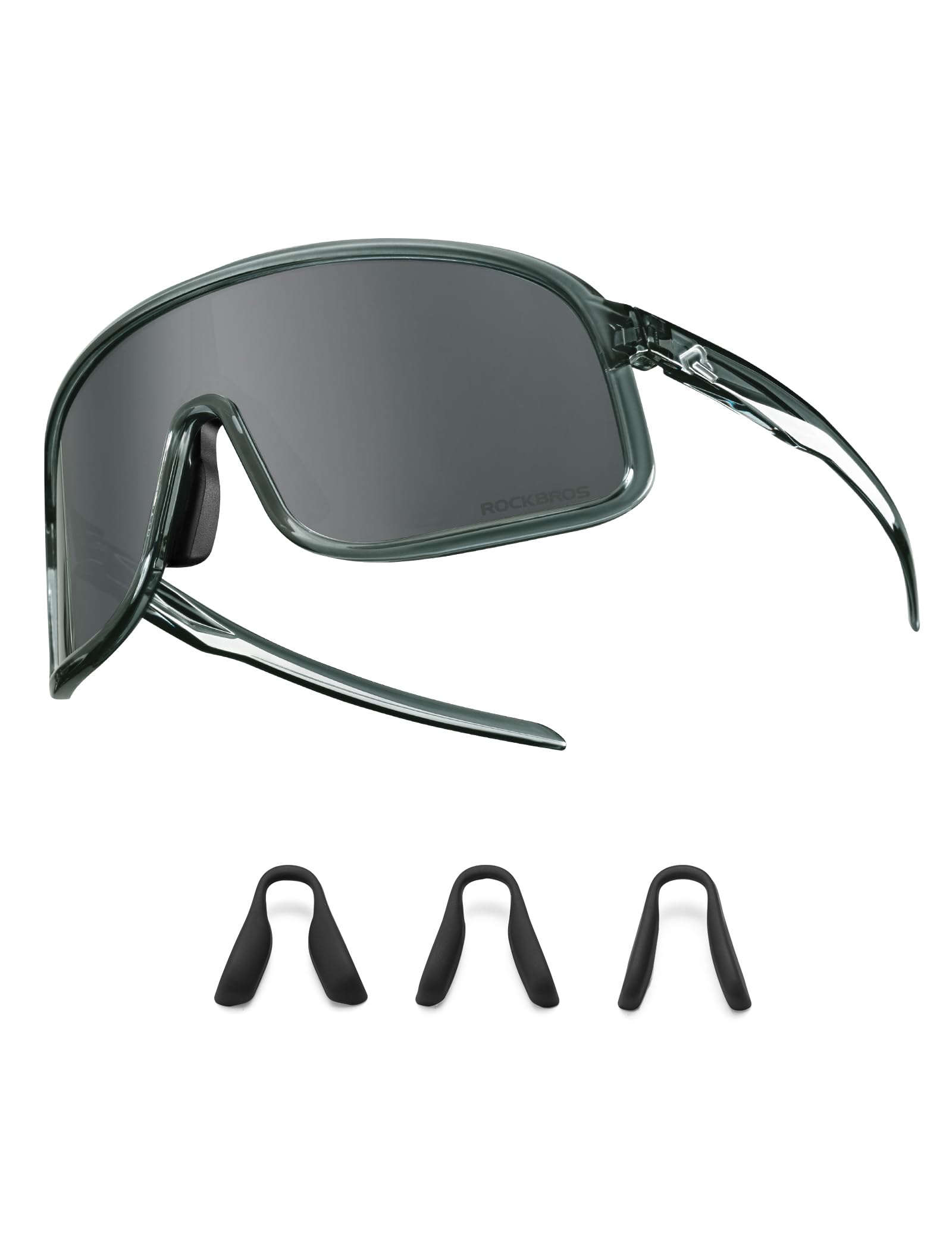 ROCKBROS Polarisierte Fahrradbrille Sonnenbrille, UV400 Schutz, Ultraleicht TR90 Rahmen Sportbrille, Austauschbare Nasenpads Cycling Glasses für Herren Damen Radfahren MTB Laufen