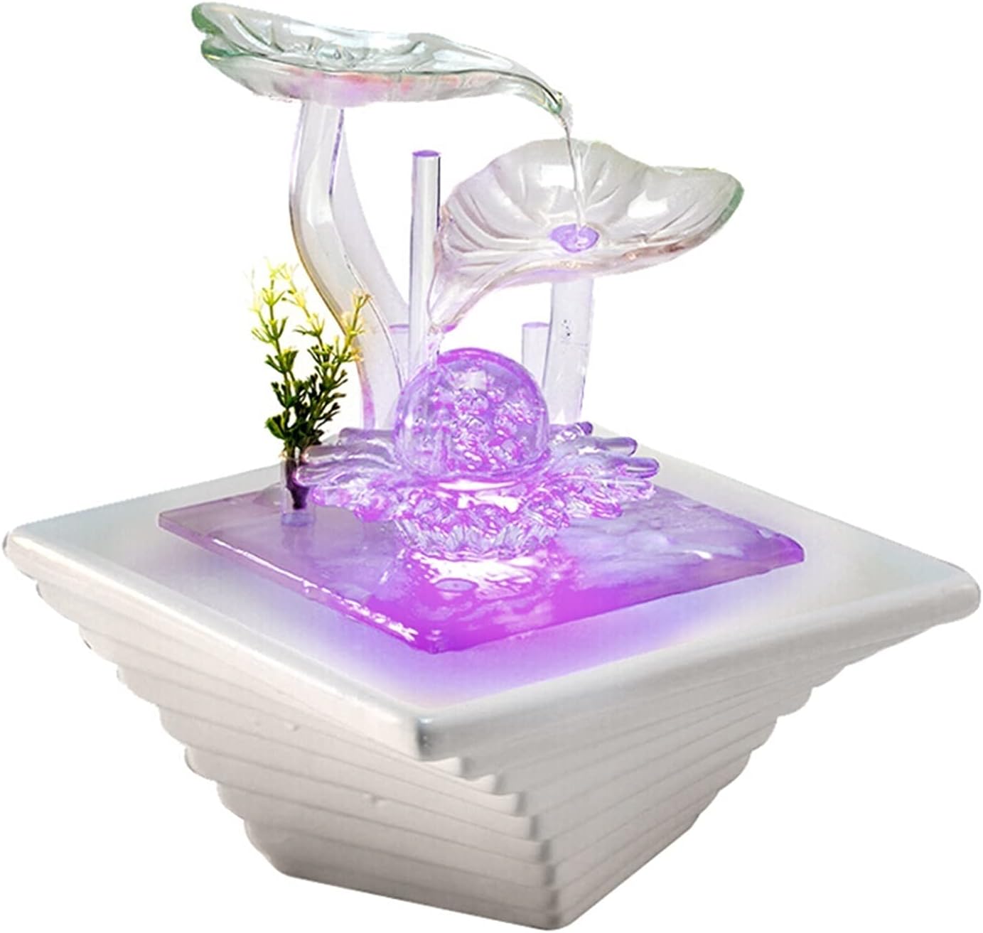 Tabletop Fountain Tabletop Water Fountain - Indoor Waterfall Feature Ambient LED Lighting and Natural Waterfall Sounds - for Home Office Desktop Décor Desktop Fountain