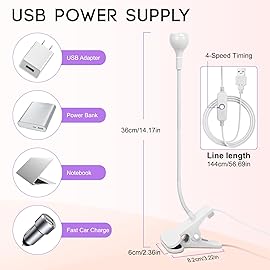 AORAEM LED Nail Lamps 3W Flexible Gooseneck Lamp Quicky Dry Nail Manicure Dryer Gel Polish Curing Light Plug Play Portable Flash Cure Light for Gel Nails Home DIY Professional Nail Tools White