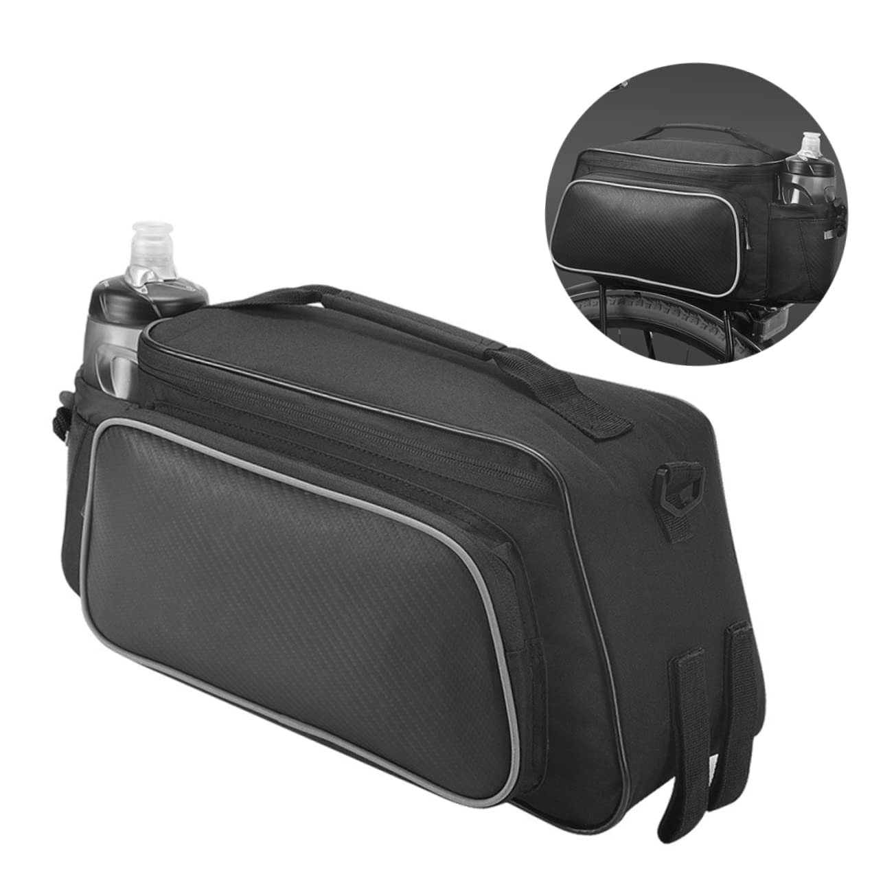 Happyyami Borsa Per Bici Sacchetto Posteriore Per Attività All Aperto Capacità Elevata Materiale Resistente e Strisce Riflettenti Nero