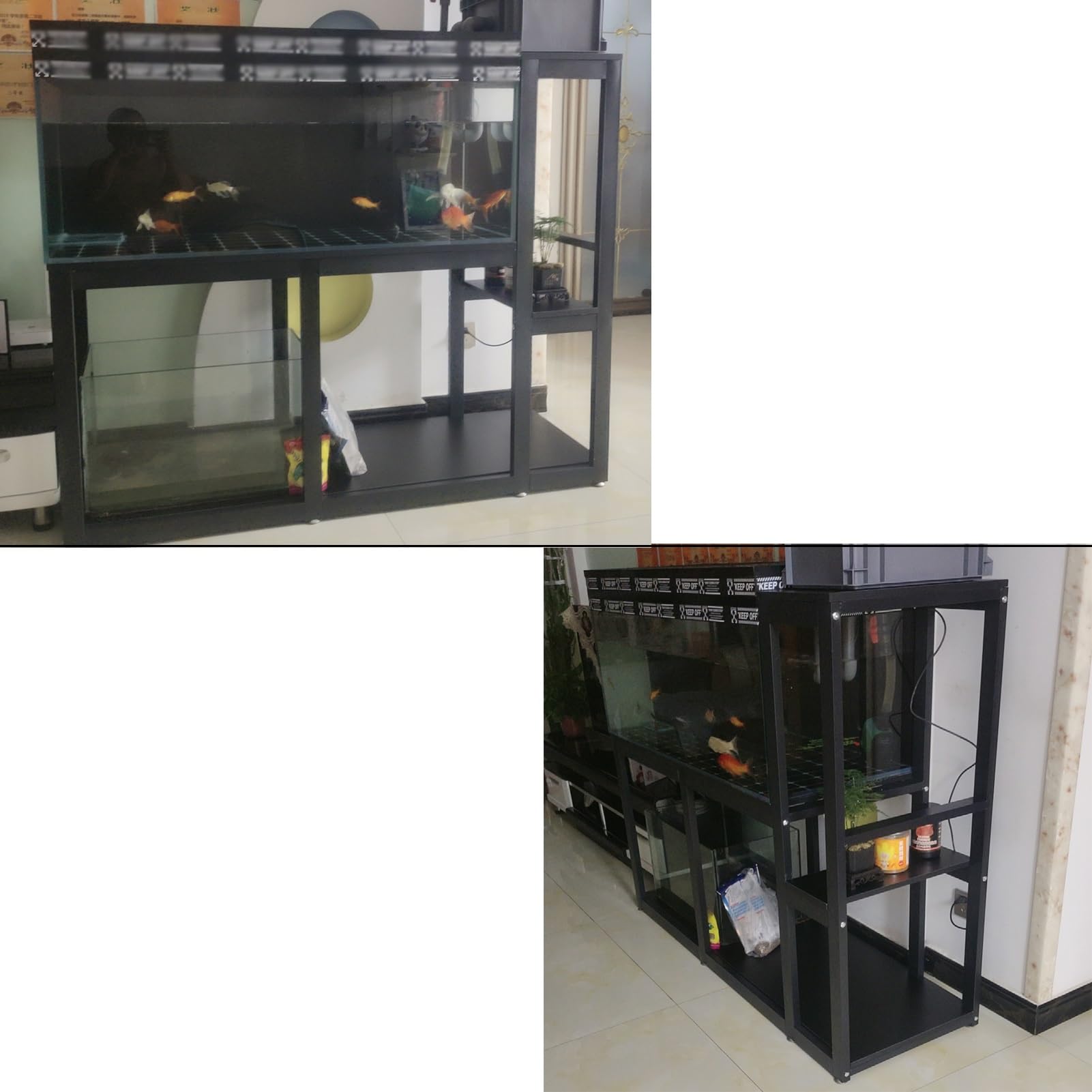 Półka na Terrarium, Stojak na Akwarium dla Gadów, Stojak na Akwarium Hodowlane, 2-Poziomowe Półki Magazynowe(White,130x45x120cm/51x18x47in)