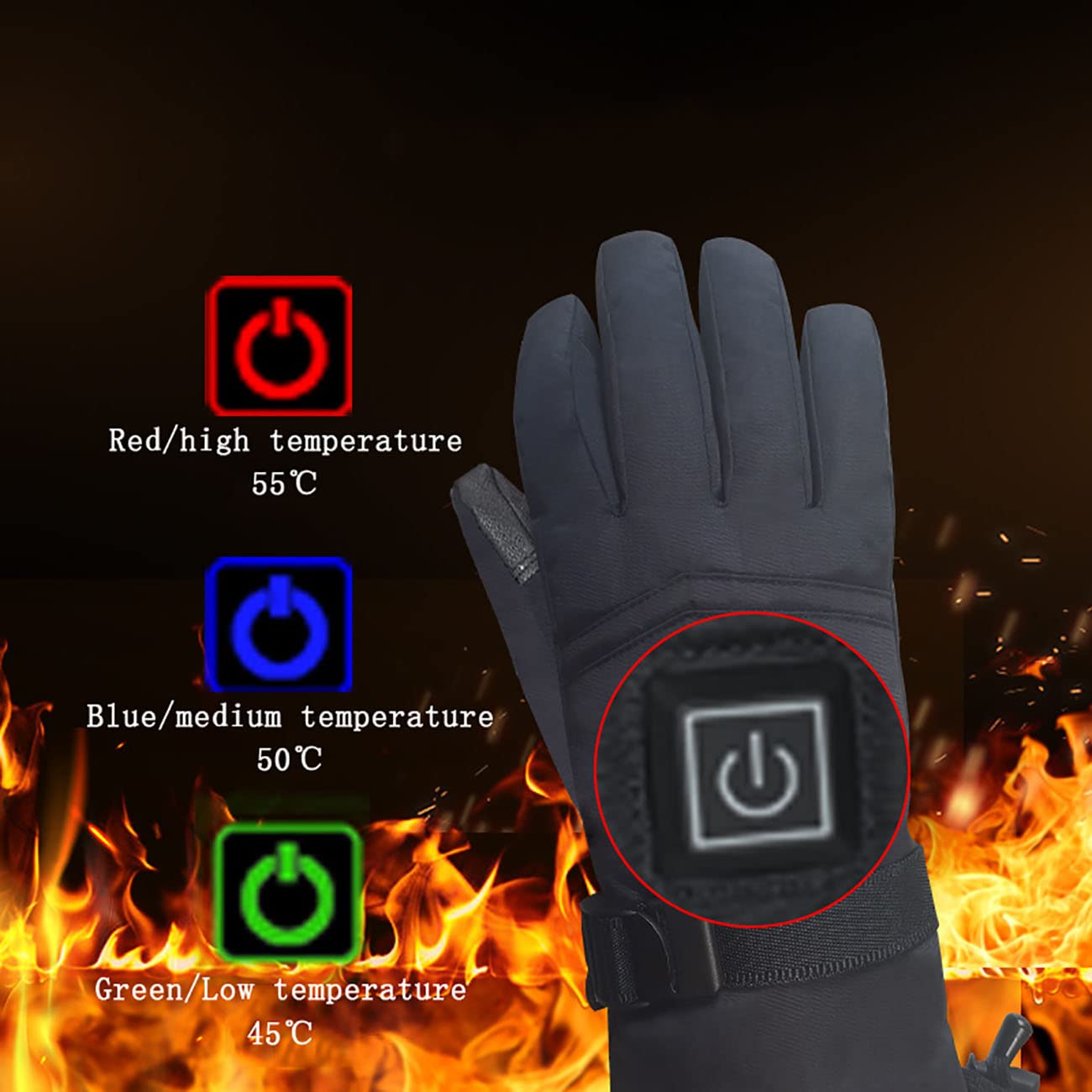 CHEWYNP Guanti riscaldati da Moto da Donna da Uomo, Batteria Ricaricabile 5000 mAh Guanti da Sci Impermeabili, Guanti Invernali Caldi per Pattinaggio Caccia Escursioni sulla Neve Campeggio