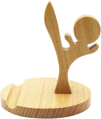 Miniatura 23 de Lindo ciervo soporte de teléfono celular Soporte de escritorio de madera para teléfono inteligente para todos los teléfonos móviles Animal teléfono