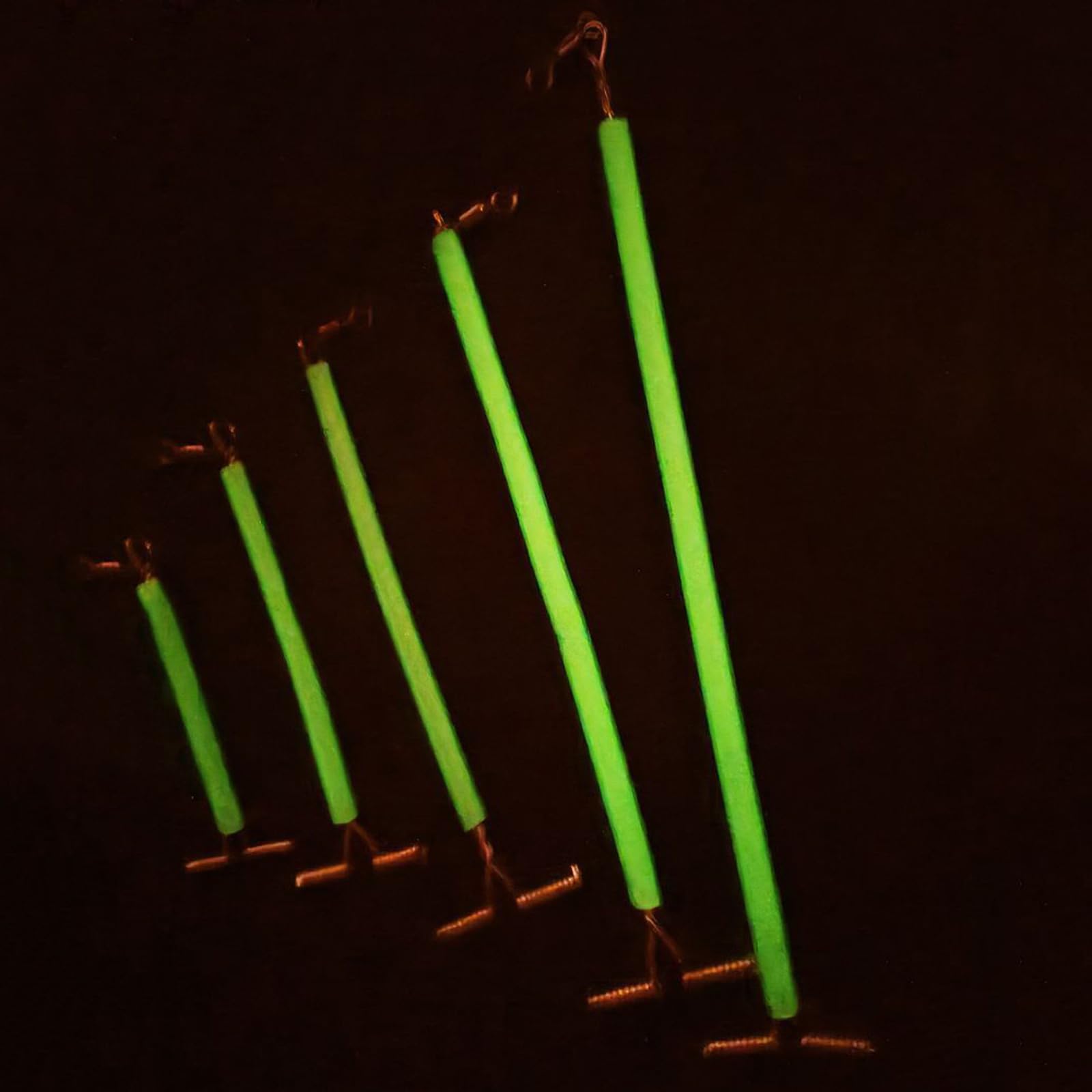 Lot De 20 Bas De Ligne Lumineux Avec émerillons En T - Acier Inoxydable, 5 Tailles (5-15cm) - Anti-enroulement, Brille Dans Le Noir