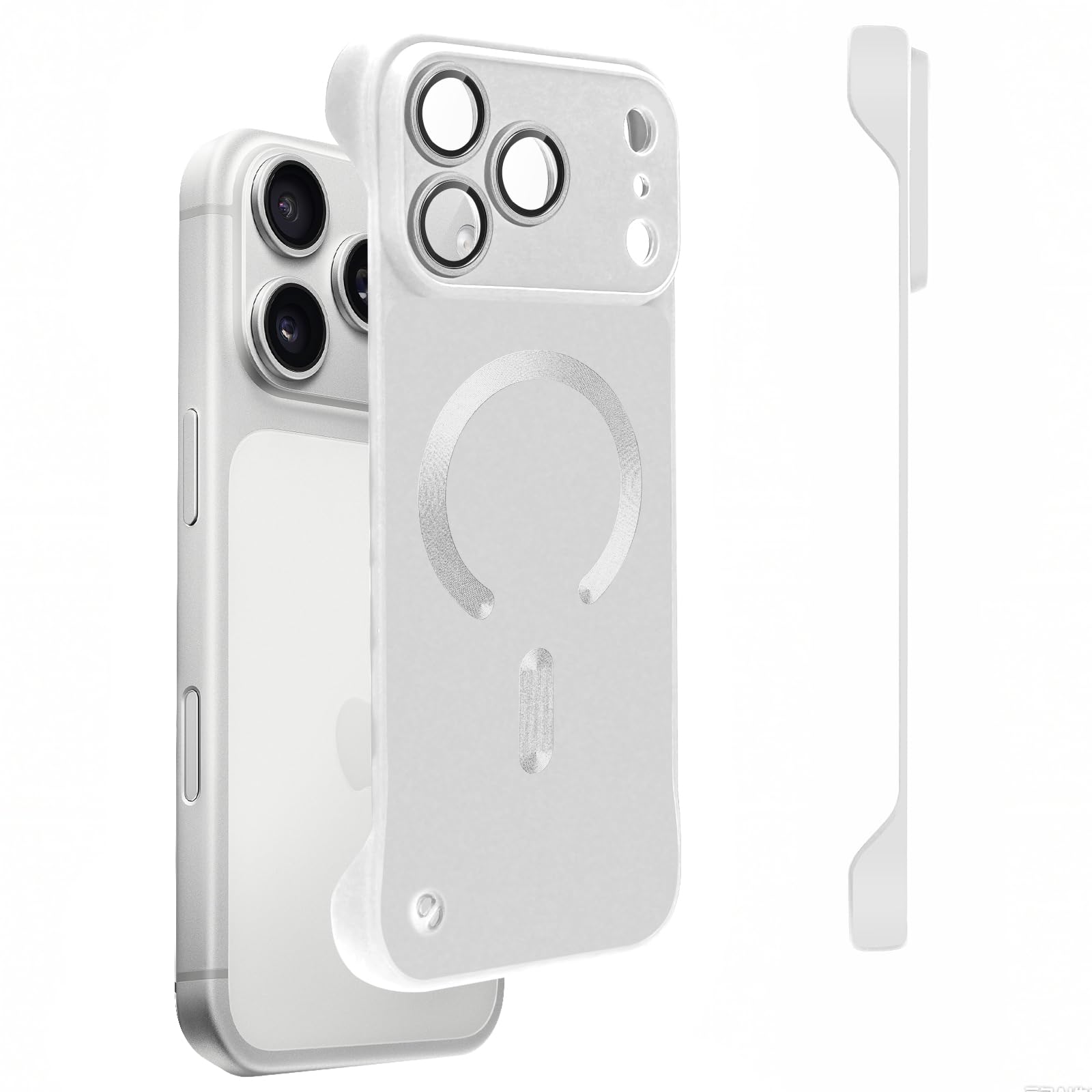 Photo 1 of Omio Magnetic Slim Case for iPhone 17 Pro Max Compatible with MagSafe, Matte PC Ultra-Thin Bumper Frameless Borderless Minimalist Design with Camera Lens Protector for Men Women, SilverLPNPMGR2408077