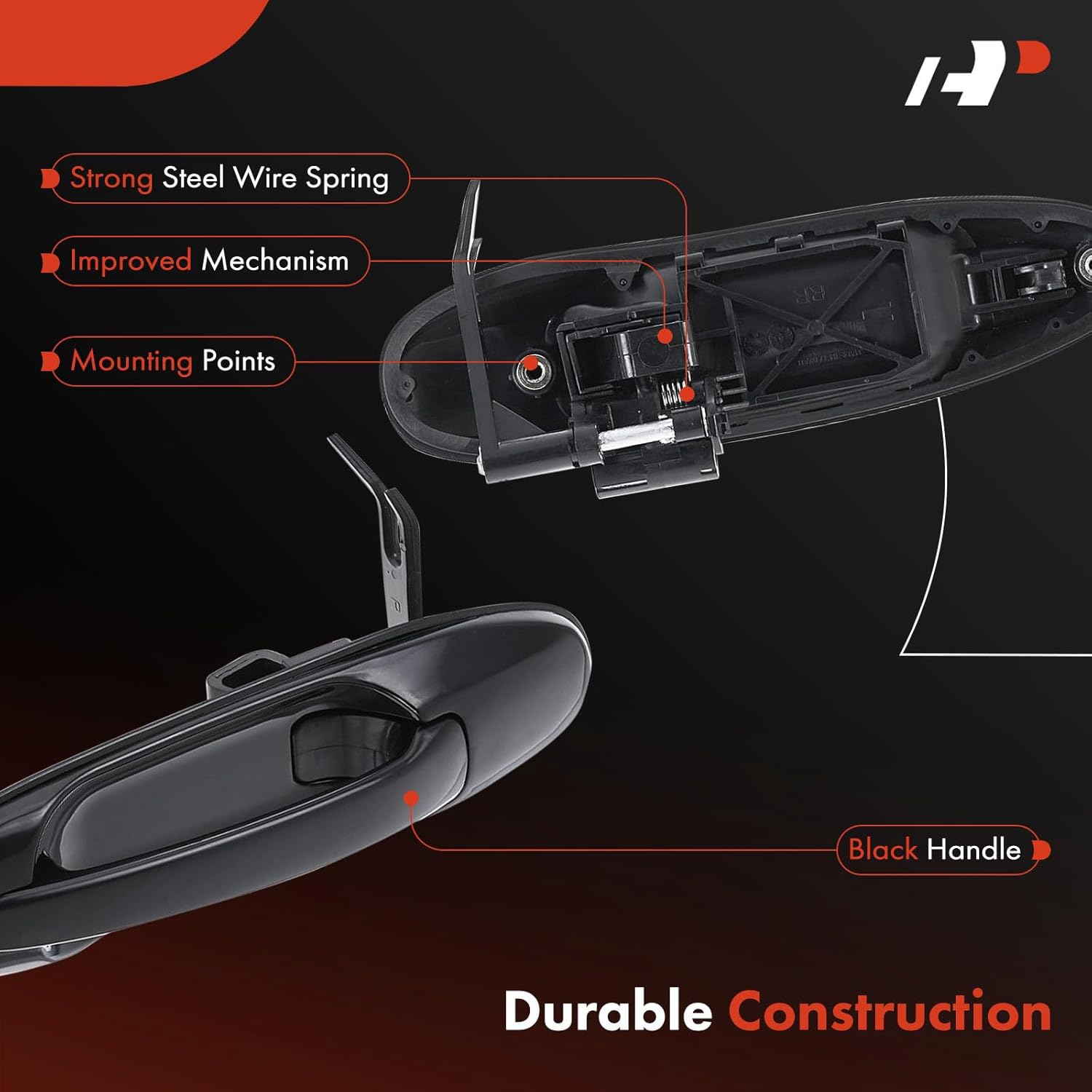 A-Premium Rear Right Passenger Side Exterior Door Handle Compatible with Toyota Tundra 2004-2006, Sequoia 2001-2007, Smooth Black, Replace# 6923034020C0