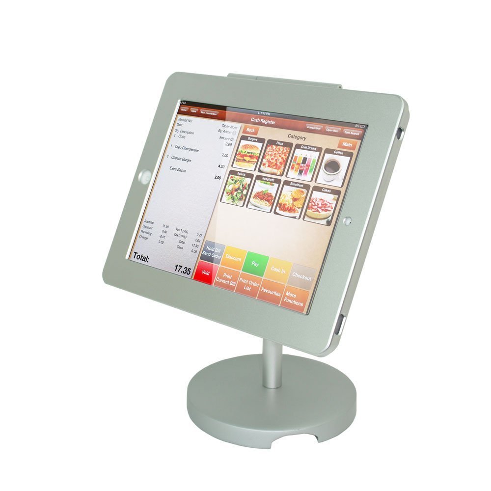 ANGEL POS iPad Desktop Anti-Theft POS Stand Holder Enclosure with Lock & Key for Retail Kiosk - Rotates and Swivel
