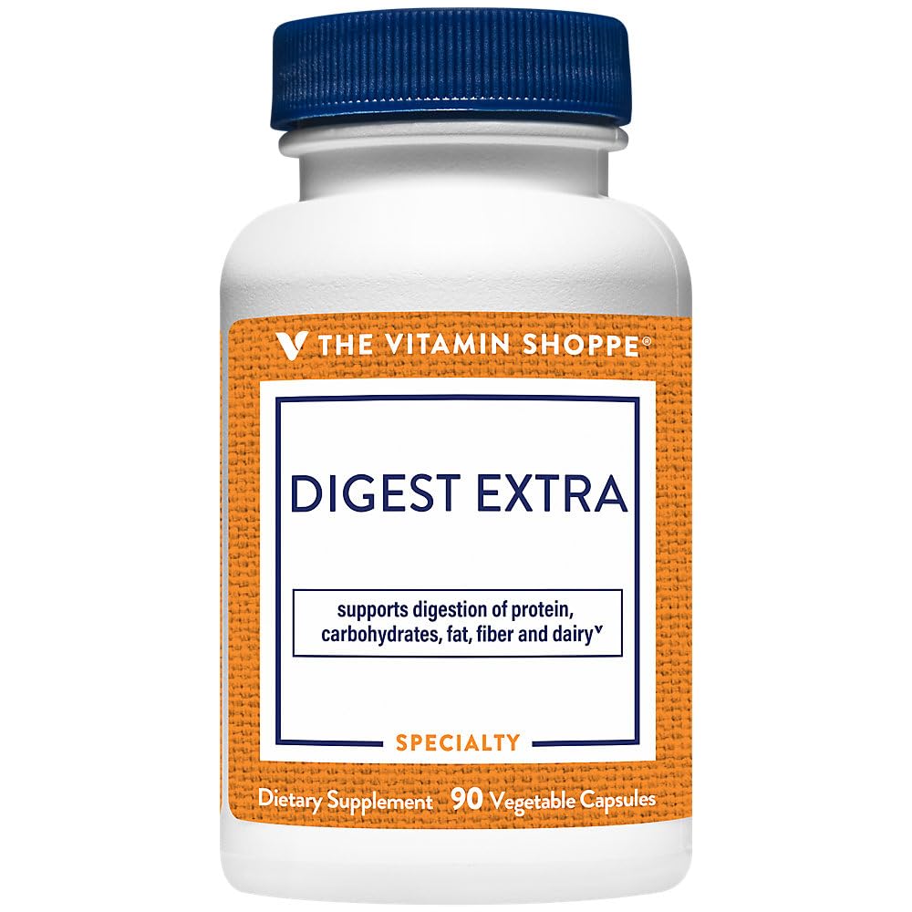 The Vitamin Shoppe Digest Extra Digestive Enzymes for Bloating, 90 Caps 1 Count (Pack of 1)