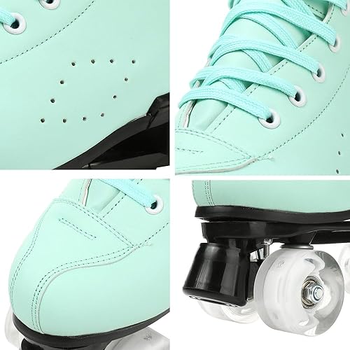 Miniatura 9 de Womens Roller Skates Classic High-top Double-Row Leather Adult Roller Skates Outdoor Four Wheel Double Skates for Girls Unisex