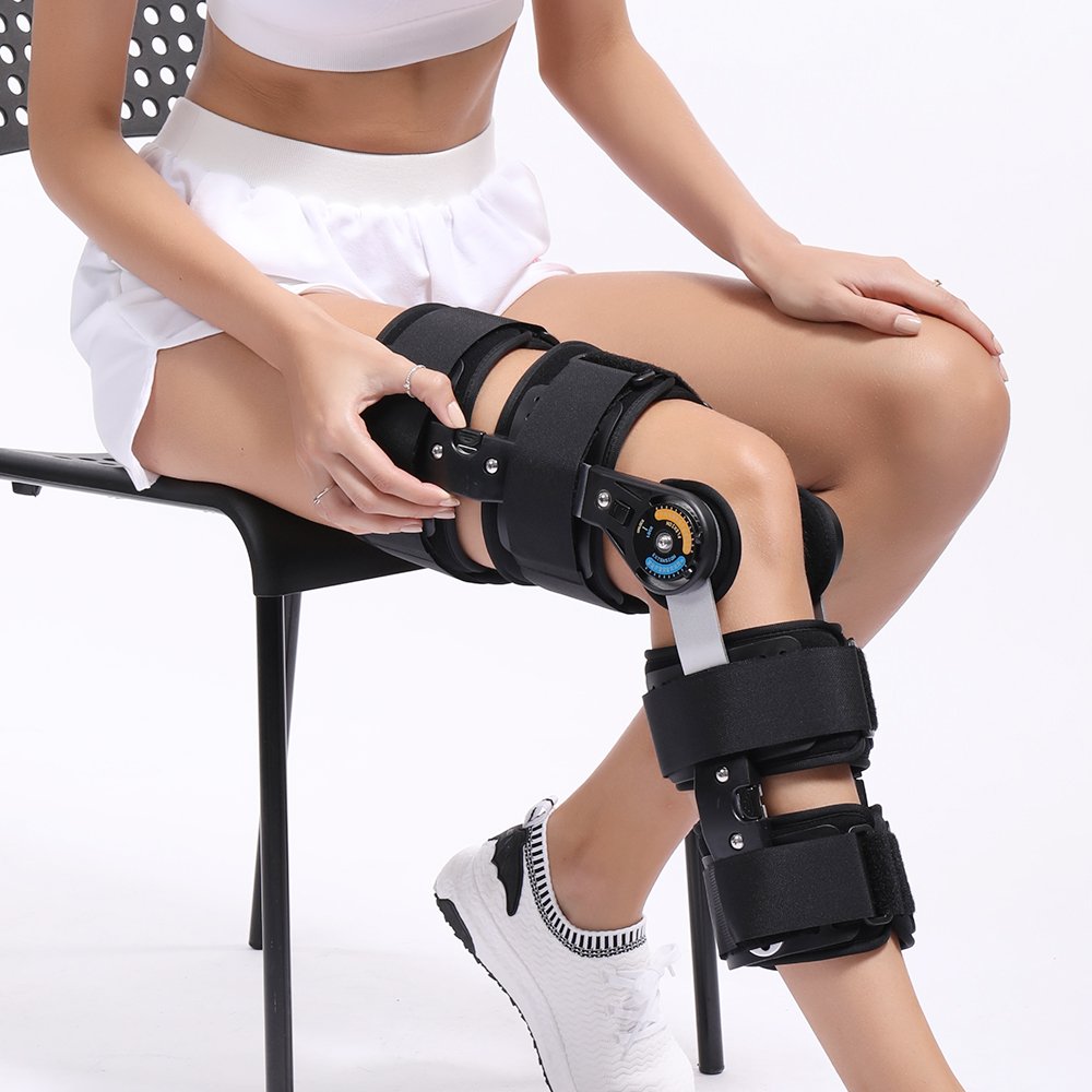 Ortesis de rodilla con bisagra Rodillera postoperatoria, rodillera con bisagras La rodillera con bisagras limita la flexión y la extensión para recuperar lesiones de rodilla, MCL y lágrimas, y menisc