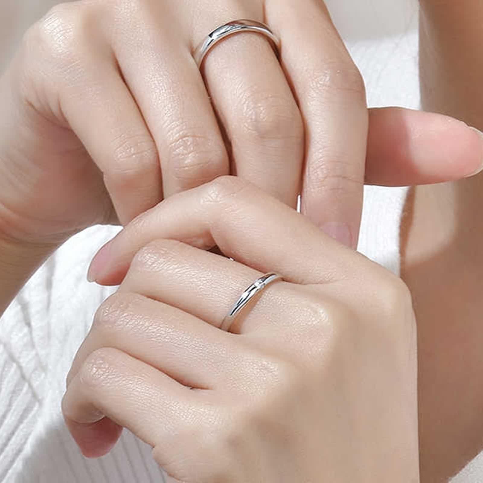 Anillo de compromiso de oro 375, anillo Promise para hombre con diamante blanco de 0,02 quilates, plata de ley de 9 quilates, oro blanco de 9 quilates, talla 52 (16,6)