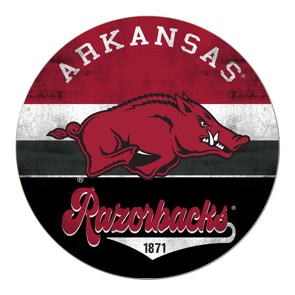 KH Sports Fan Arkansas Razorbacks Multi-Color Retro Circle Sign, 20x20 Inches, Razorbacks Decor for Dorm Room, Bedroom, Fan Cave, Living Room; Display Your Team Spirit with This Unique Arkansas Razorbacks Wall Art