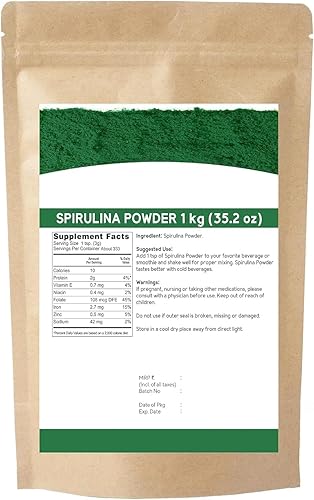Miniatura 2 de RG Pure Spirulina Powder  Suplemento proteico de algas superalimento  Cultivado orgánicamente 2.2 lbs
