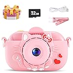 Kids Camera Toddler Camera Toys for Ages 5-7, HD Selfie Camera with 32GB SD Card, Fun Christmas Birthday Gifts for Little Photographers, Baby Pink