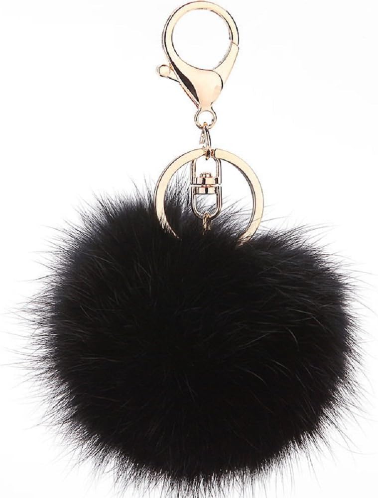 Pom Pom Keychain Genuine Rabbit Fur Ball Keychain Fluffy Accessories Car Bag Charm