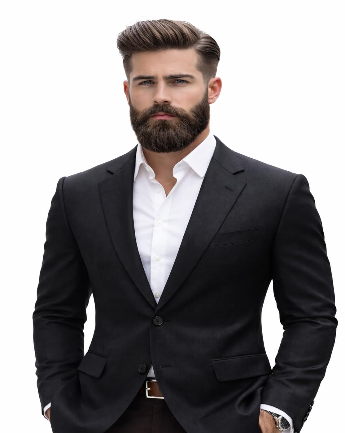 Men’s Elegant Solid Black Suit Jacket-picture-29