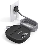 One Beat Flat Plug Power Bar with USB C, 6FT Ultra-Thin Extension Cord, 3 Outlet with 4 USB Ports (2 USB C) Desktop Charging Station, No Surge Protection for Cruise Ship, Travel Essentials, Dorm Room