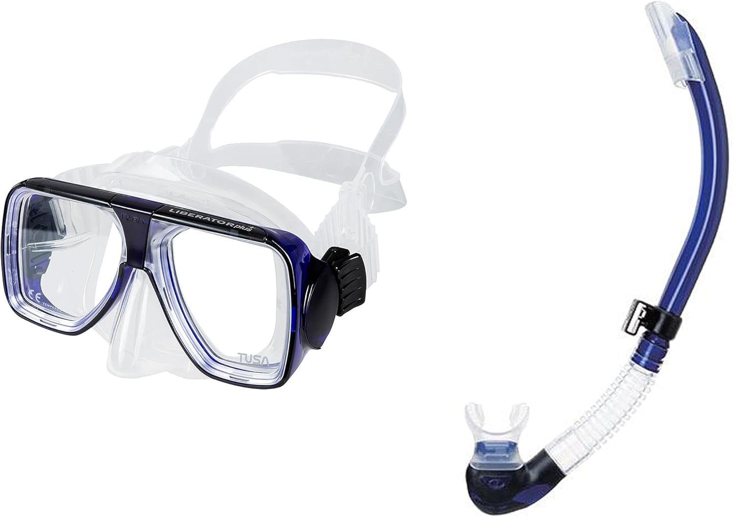 TUSA Unisex Adults Liberator Plus Silicone Scuba Diving Mask and Imprex II Hyperdry Scuba Diving Snorkel Kit, Cobalt Blue