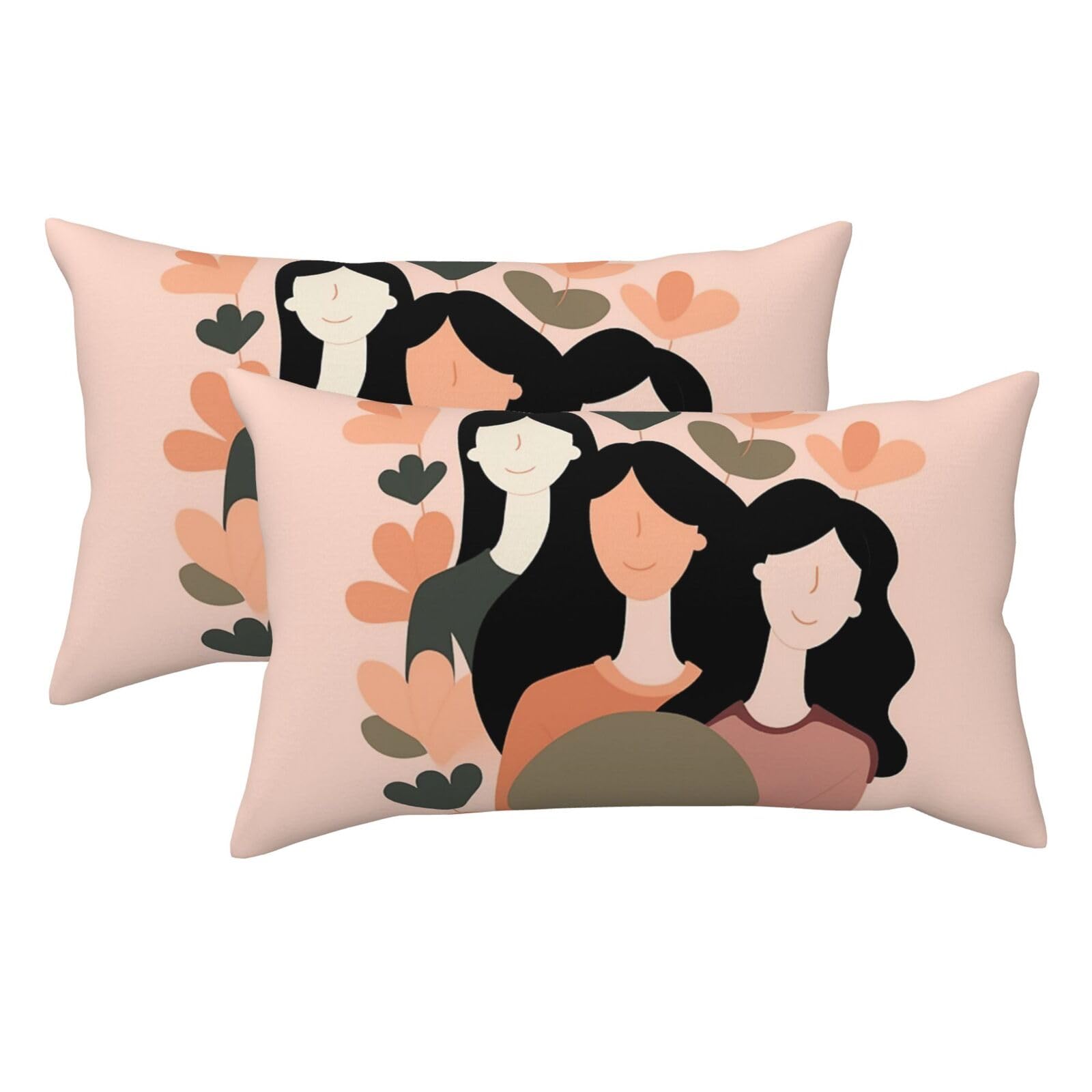 2 Pack King Size Pillow Cases for Hair and Skin Soft Breathable Pillow Case Covers with Hidden Zipper Happy Women's Day Pillowcase 20x36 Inches Pillow Covers for Sleeping Gift
