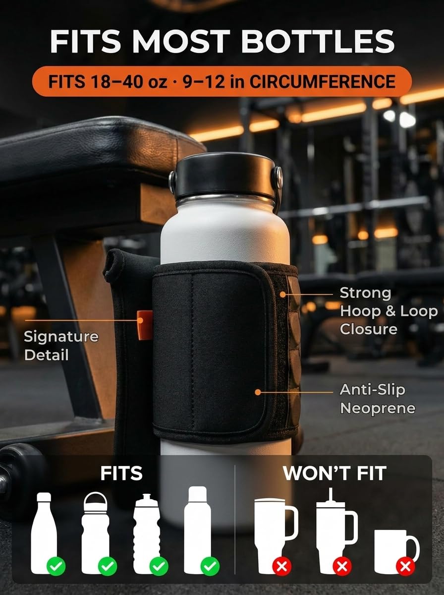 Amazon.com : Magnetic Water Bottle Sleeve for Gym - Fits 18-40oz