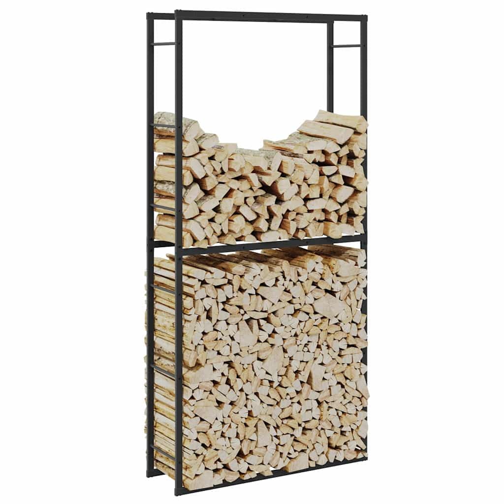 vidaXL Leñero de acero negro 100x40x60 cm