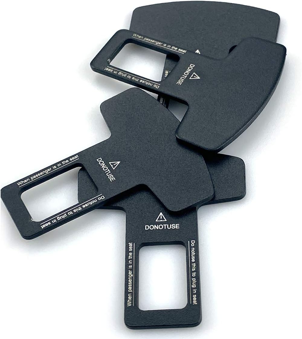 4Pack of Car Seat Belt Clips, Car Seat Belt Silencers, Car Seat Belt Plugs, Car Metal Seat Belt Clips (Black) : Automotive