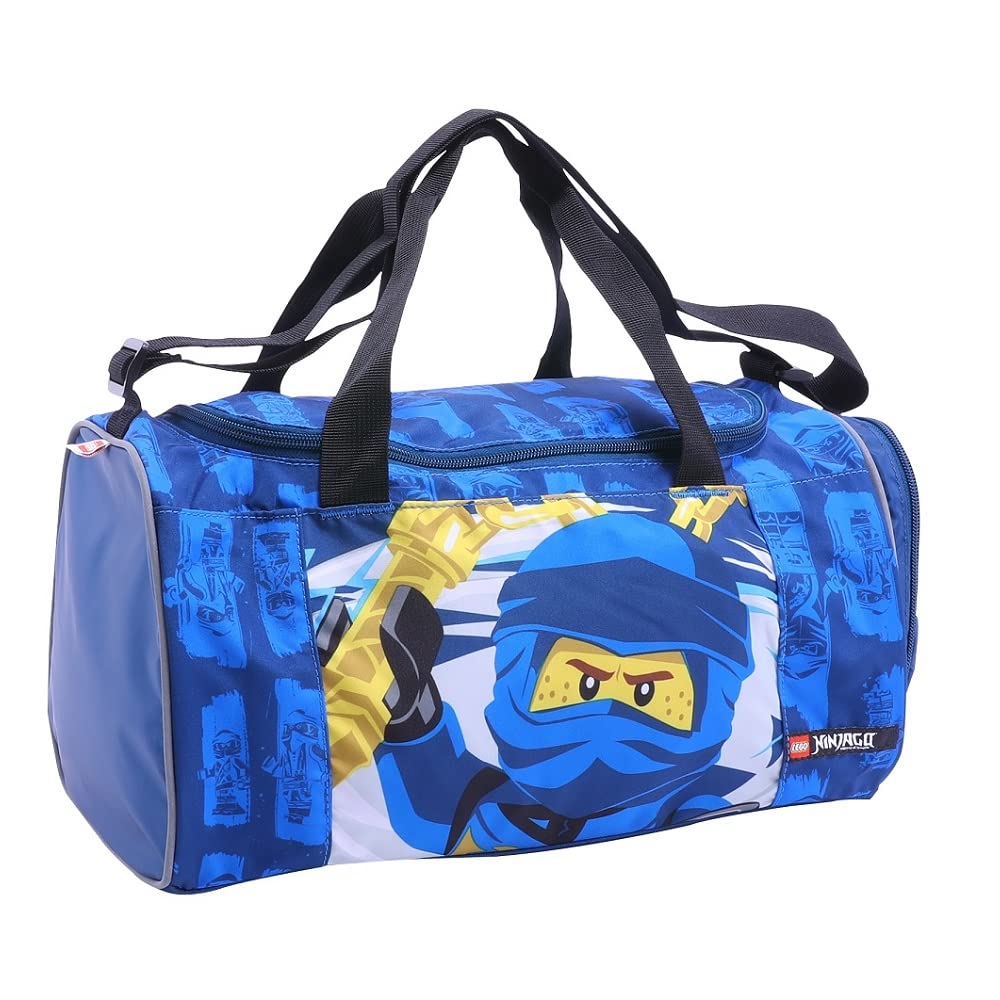Familando - Easy Schulranzen Set 5-teilig - Lego Ninjago Blauer Ninja Jay - Ergonomisch, stabil & mit gepolstertem Rücken - 790g leicht mit 21L Volumen - mit Reflektoren - Ab 1. Klasse