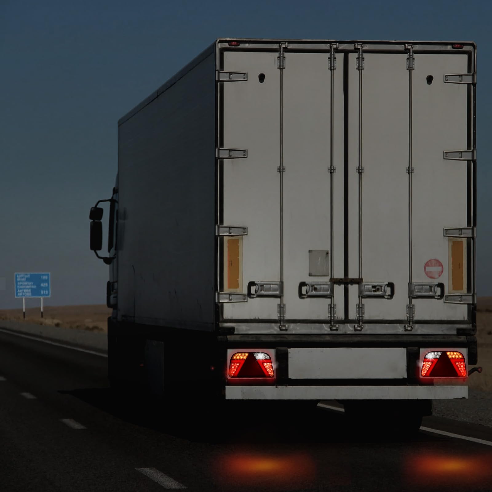 2 szt. Zestaw tylnych świateł przyczepy 12 V/24 V LED Tylne światła z trójkątnym odblaskiem, oświetlenie tablicy rejestracyjnej, 6-żyłowy kabel o długości 25 cm, wodoodporność IP67