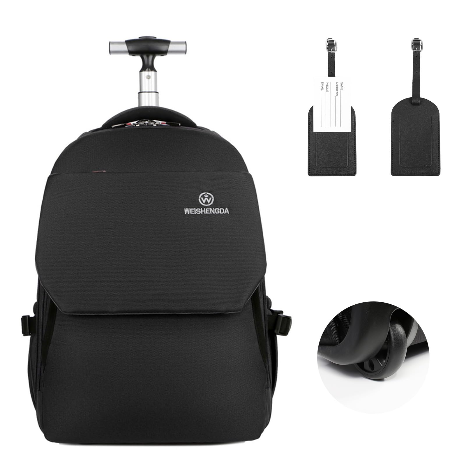 Hivexagon Rolling Backpack With Wheels, Double Reinforced Telescopic Handle, Easy Up And Down Stairs, Carry-on Backpack With Laptop Compartment For Business Travelers And Commuter (Grey