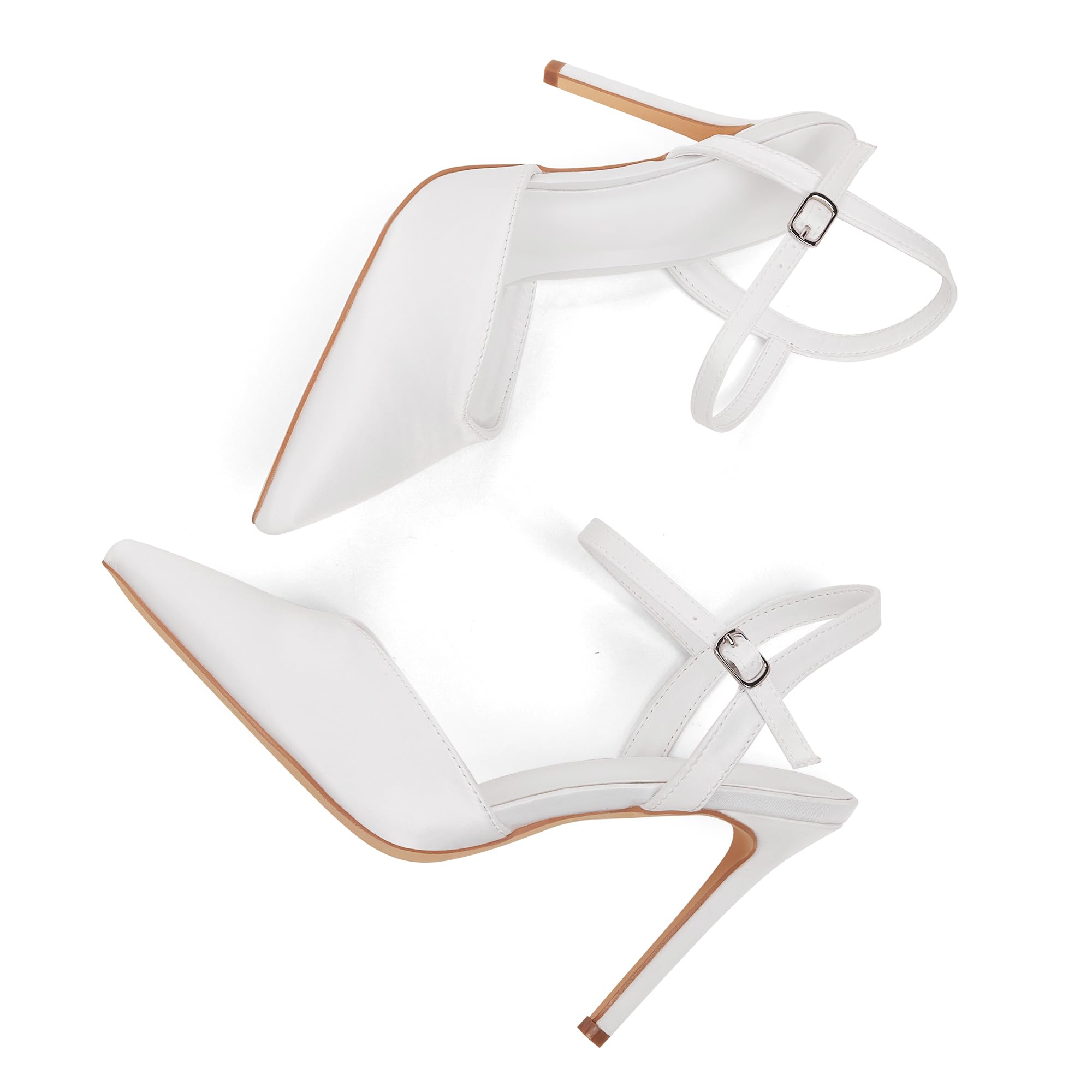 GENSHUO Elegantes Tacones Altos con Punta Puntiaguda y Stiletto de 10 cm, Zapatos de Mujer Sexy con Correa en el Tobillo para la Noche