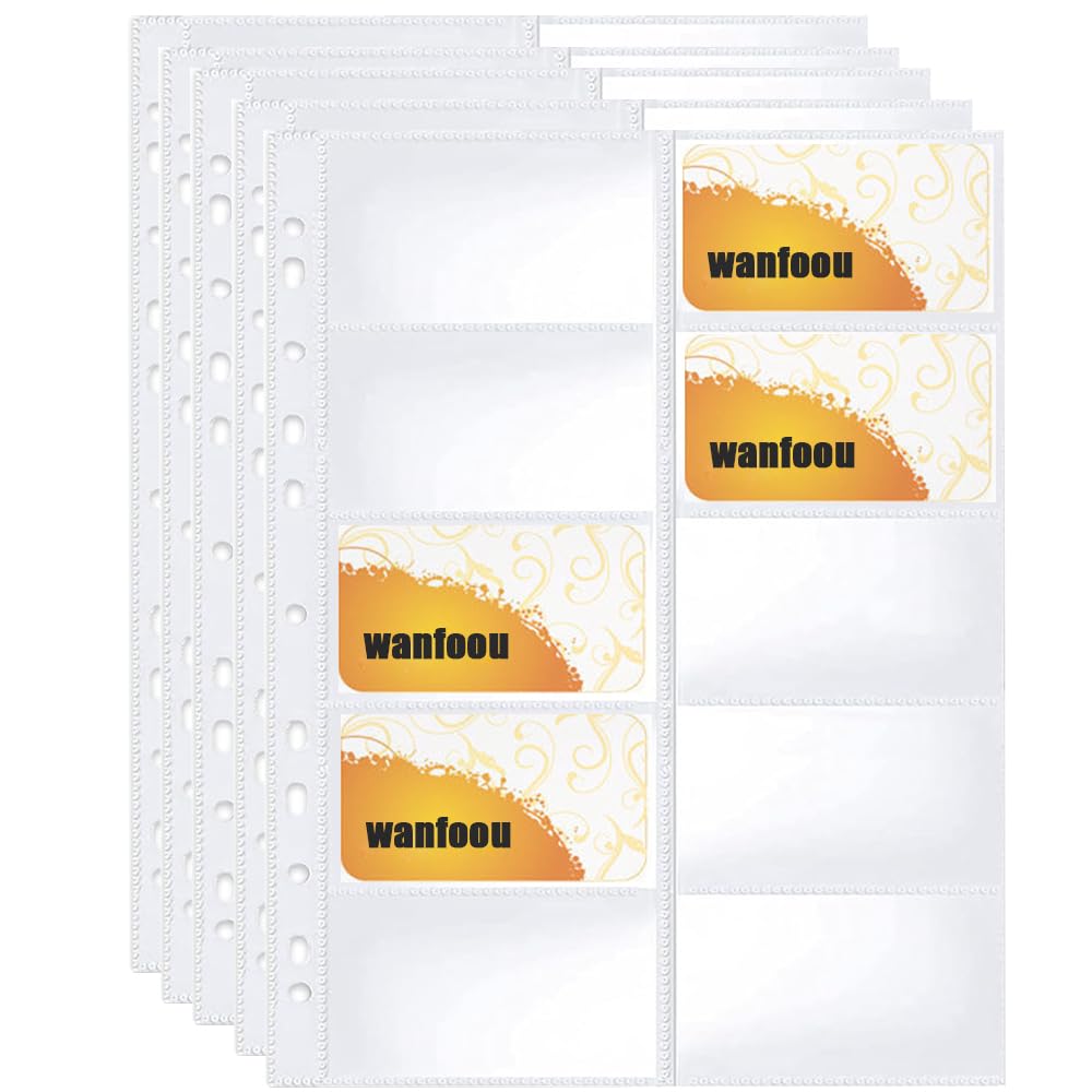 20 páginas para tarjetas de visita transparentes, fundas transparentes para postales A4, bolsillos para tarjetas con 11 perforaciones, con 10 compartimentos, para álbum
