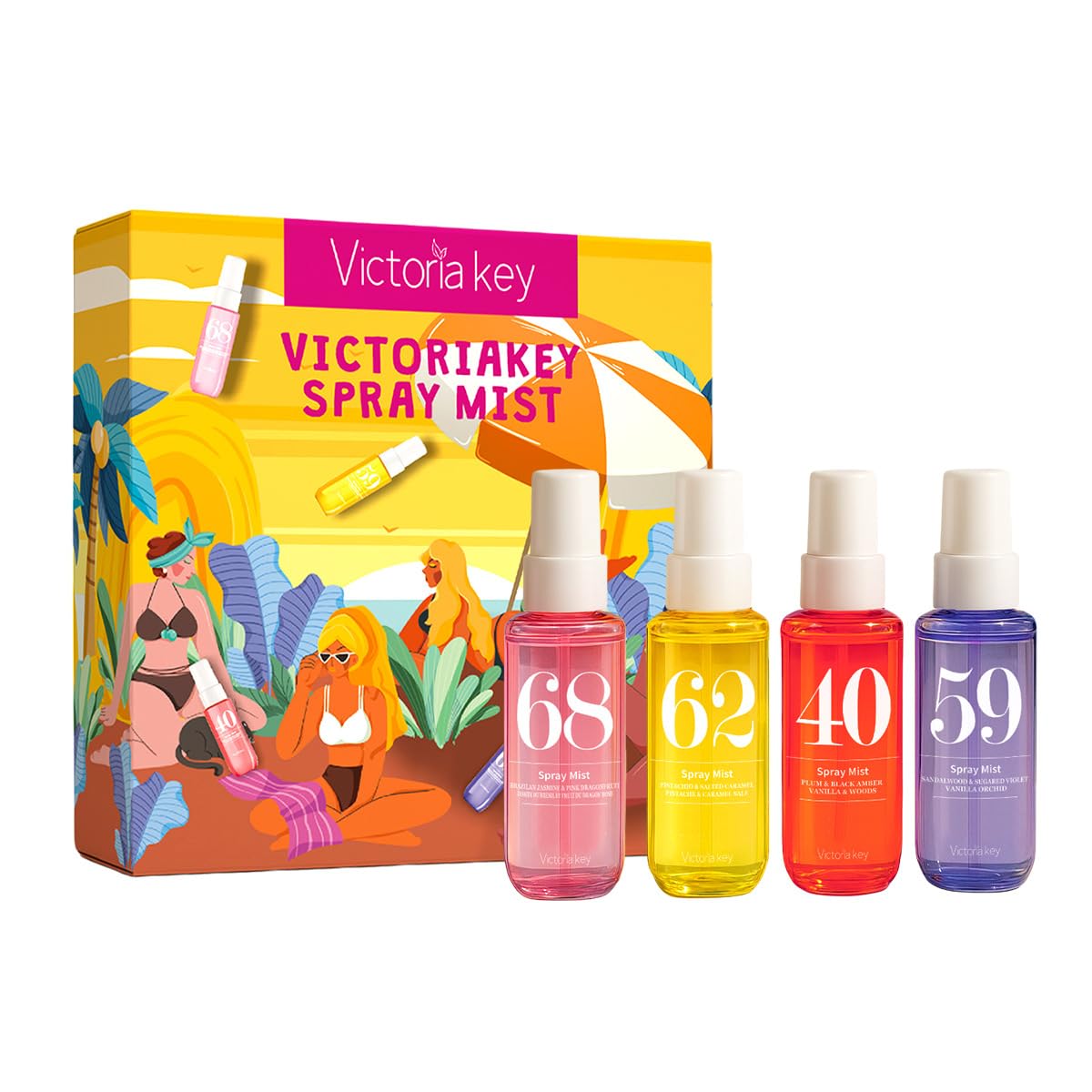 mini Set di Spray Profumati, 4 Fragranze: Gelsomino Brasiliano e Frutto del Drago Rosa, Pistacchio e Caramello Salato, Sandalo e Violetta Vanigliata, Prugna e Ambra Nera