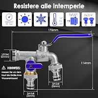 SPGOOD Dupla Kerti Csap 1/2" Sárgaréz Fagyálló Rozsdamentes Kék Tömlőcsatlakozó Tömítőszalaggal Kertöntözéshez 4