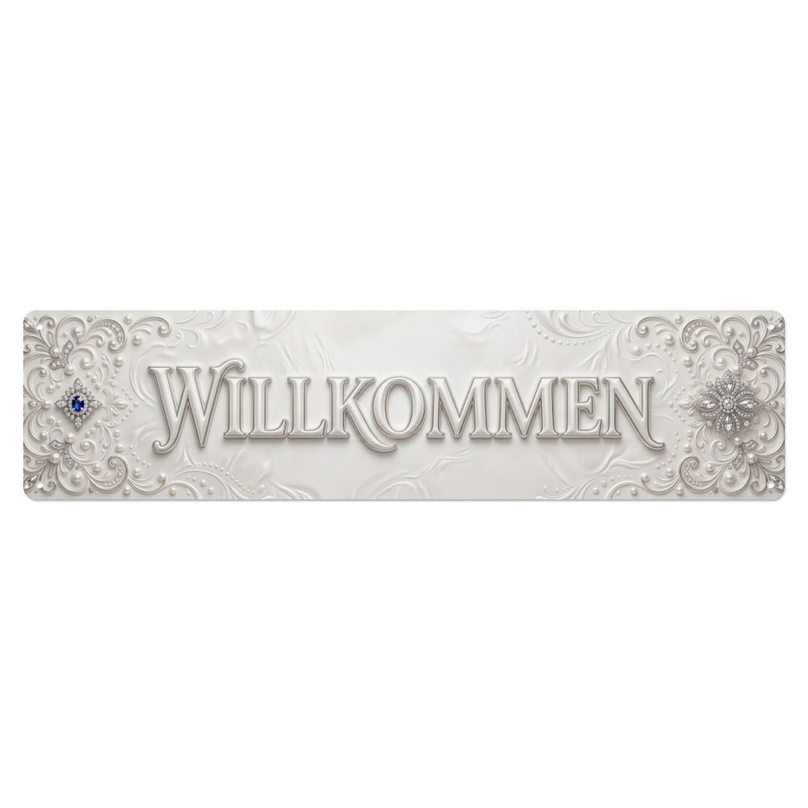 Pearl White Elegant Luxury Welcome Metal Tin Sign