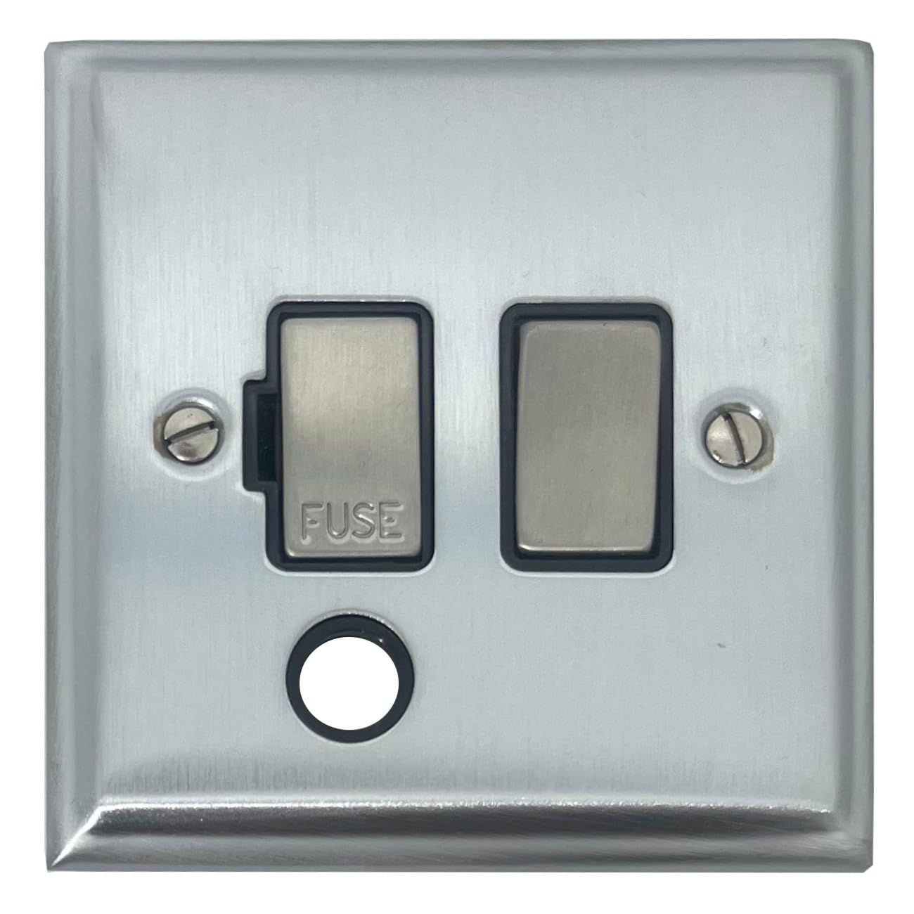 G&H Brassware G&H Dsc356 Deco Plate Satin Chrome 1 Gang Fused Spur 13A Switched & Flex Outlet
