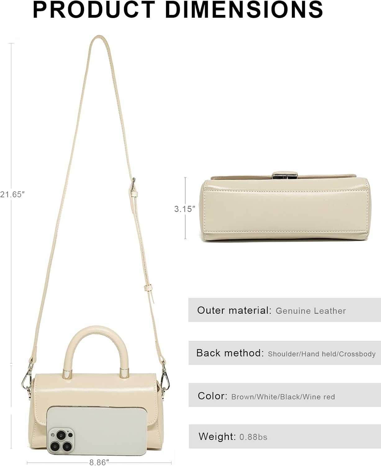 Small Shoulder Bag for Women Leather Crossbody Bags Women Top Handlebag Purse with Adjustable Strap - Image 4