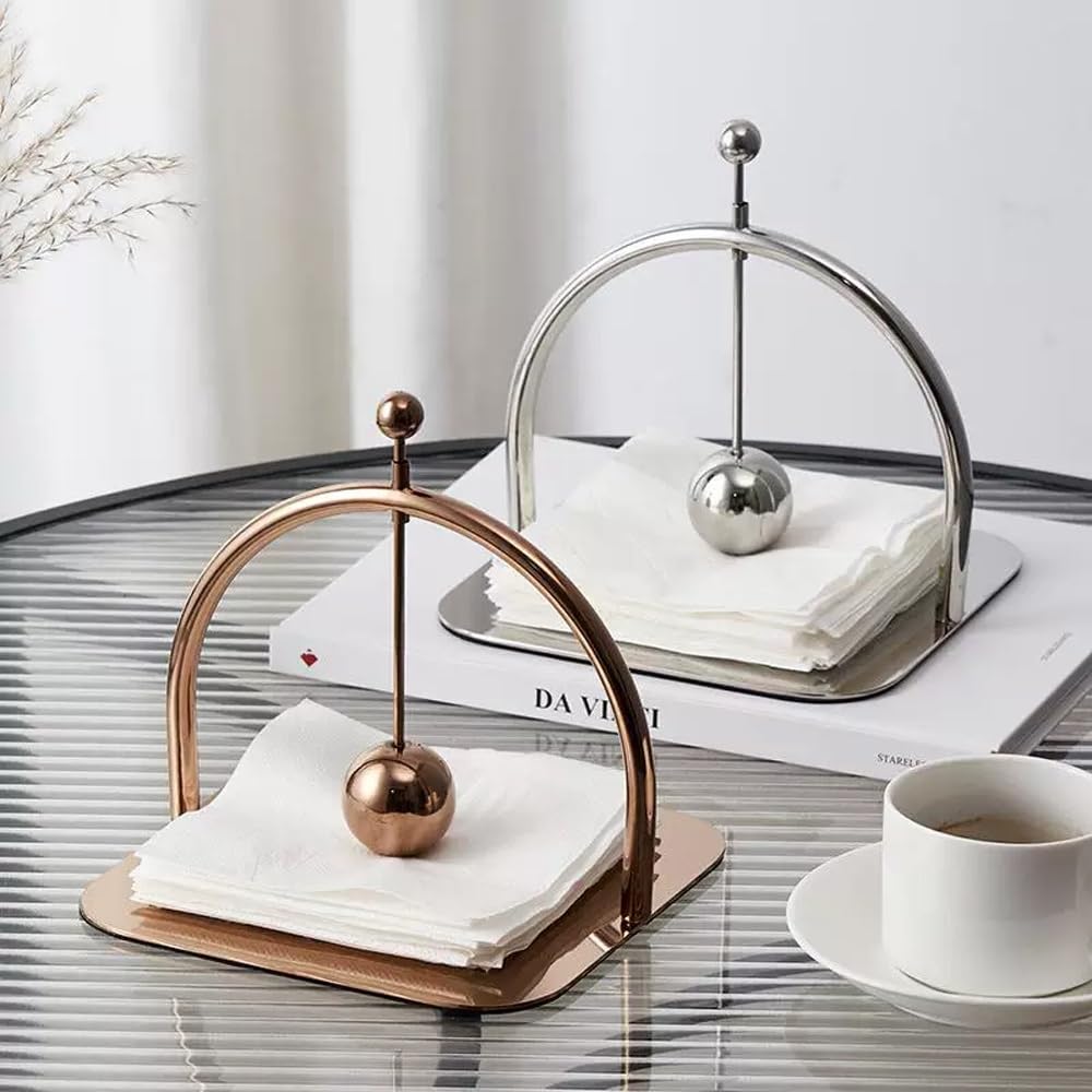 Uchwyt na serwetki z metalowym ramieniem do stołu kuchennego i jadalnego(Rose gold)