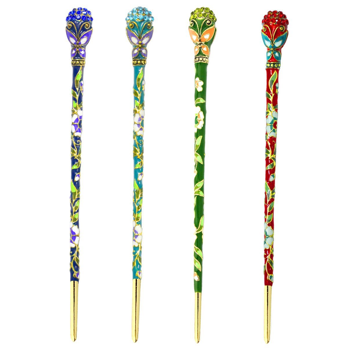 Fashion & Lifestyle 2 Count Hair Decor Chinese Traditional Style Hair Sticks Shawl Pins Picks Pics Forks for Women Girls Hair Updo Making Accessory 6 with Butterfly, Blue by Fashion & Lifestyle