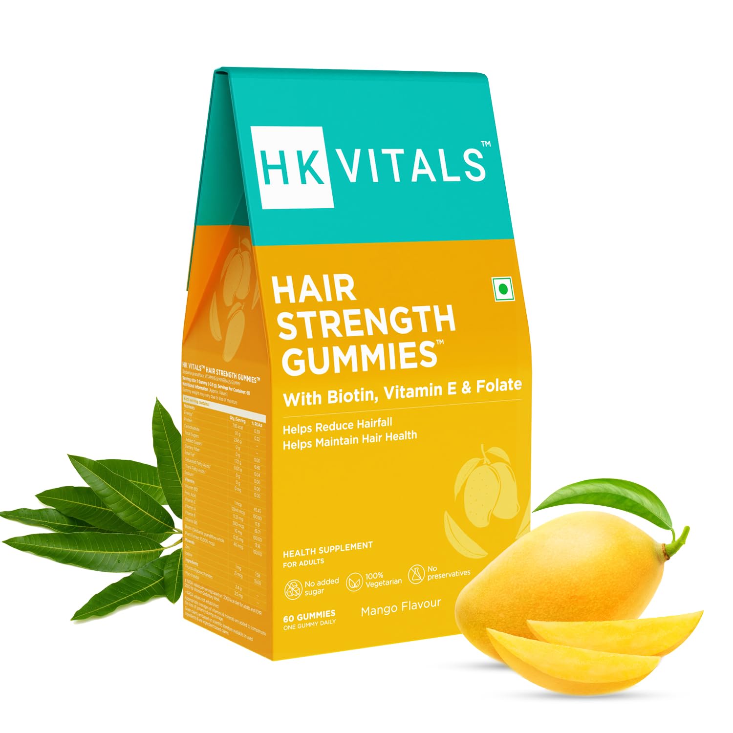 HealthKart HK Vitals Hair Strength (Mango, 60 Biotin Gummies) |Natural Biotin with Zinc, Vitamin C, A, & E | Helps Reduce Hairfall (B0CV7QC9VT) Amazon Price History, Amazon Price Tracker