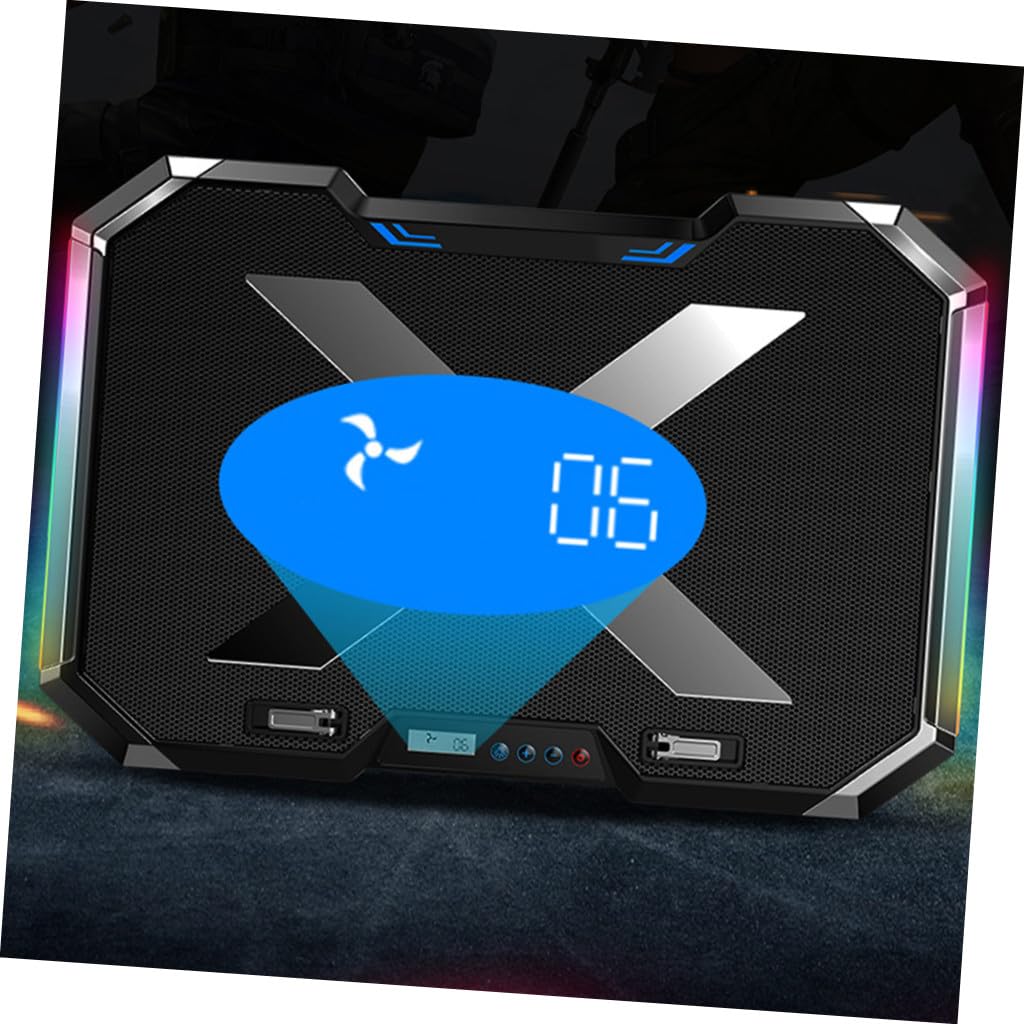 BESTonZON Refroidisseur en Ordinateur Support de Portable Jeu Ventilé Alliage Noir, Réglage 7 Angles et Commande Tactile LCD Meilleure Dissipation