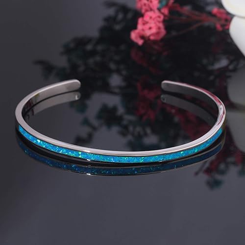 Miniatura 4 de CiNily Pulsera de ópalo para mujer, chapada en oro, hipoalergénica, con piedras preciosas abiertas